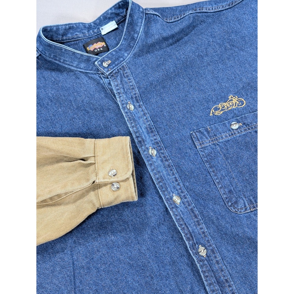 Vintage EasyRiders USA Shacket Mens 3XL Denim Motorcycle Shirt Jacket